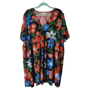 Floral V-Neck Swim Cover-Up Or Dress Size XXL